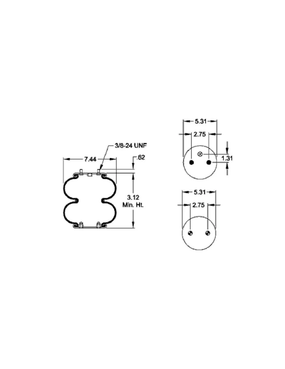 Elite Truck Parts Air Spring - Double Convoluted - Hendrickson | ETP-7659