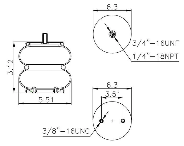 Elite Truck Parts Air Spring - Double Convoluted - Hendrickson | ETP-7795