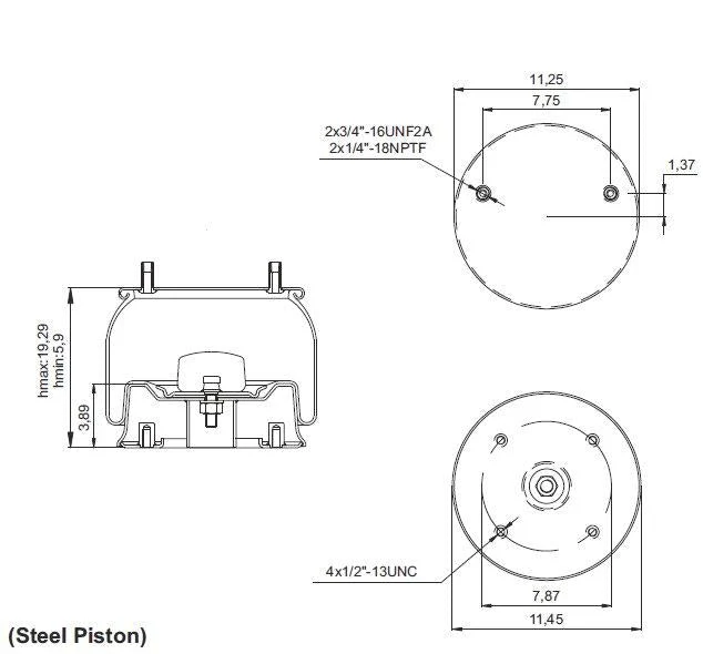 Elite Truck Parts Air Spring - Rolling Lobe - Hendrickson - Reyco | ETP-8050